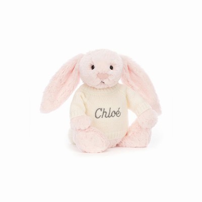 Jellycat Bashful Pink Bunny with Cream Jumper USA | 17683AWDI